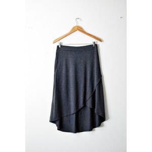 prAna High Low Tulip Skirt Womens Small Charcoal Grey Excellent Faux Wrap Jersey